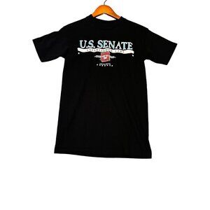 Vintage U.S Senate T-Shirt Black Graphic Print Size S, Bayside Tag Made in USA